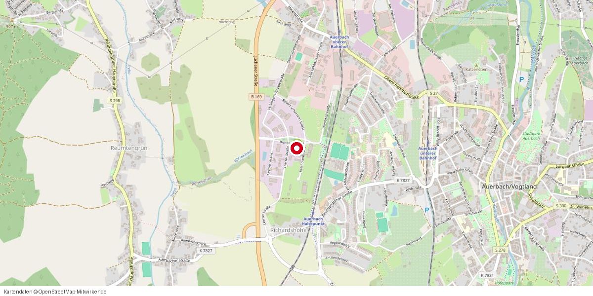 Kartenausschnitt mit dem Standort von SEIDEL in Auerbach-Rebesgrün, Kartendaten OpenStreetMap